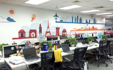  丹凤教你设计办公室墙绘的方法。