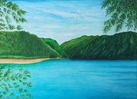  丹凤在墙绘中，如何绘画绿水青山？